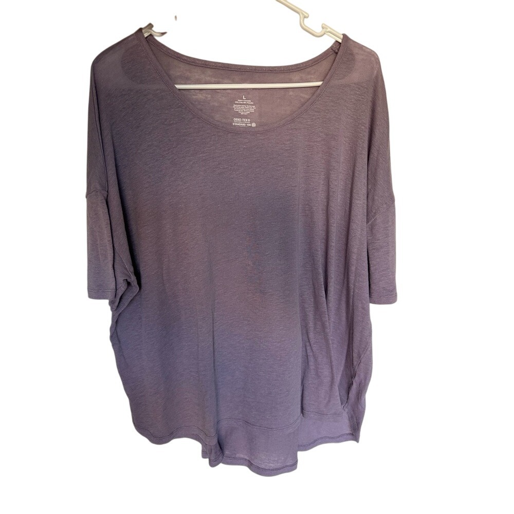 Oversized Tunic Top Purple Linen Blend Casual Relaxed Fit‎ Womens Size L